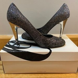Nine West NWSTEPOUT Silver Glitter Pumps size 7